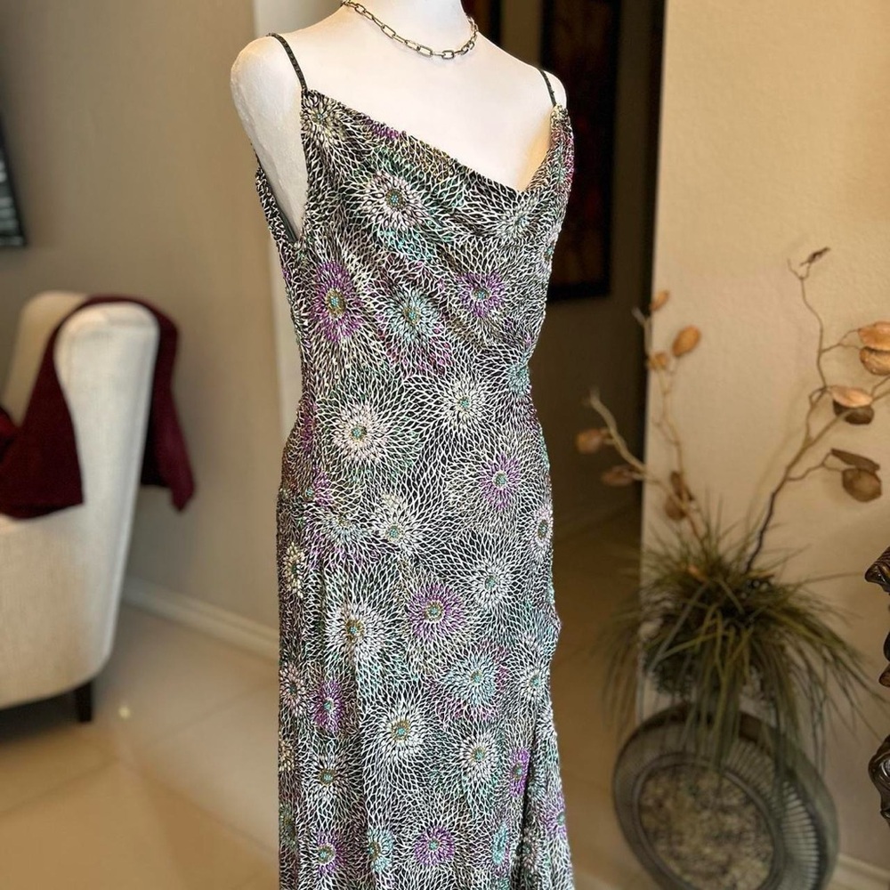 Vintage heavily beaded maxi dress with cowl neck in excellent condition!